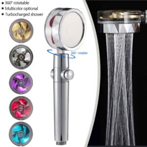 360 Degrees Rotating High Pressure Shower Heads, Handheld Turbo Fan Shower