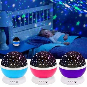 LED Rotating Moon Lamp, Dream Rotating Projection Lamp Romantic Light, Starry Sky Star Projector Lamp