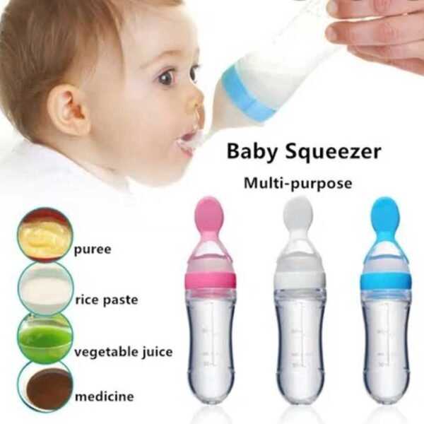 Silicone Baby Spoon Feeder Squeezy Baby Food Dispensing Spoon